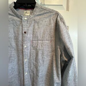 WROGN🩶 Grey Speckled,  Mandarin Collar, Long Sleeve Shirt
